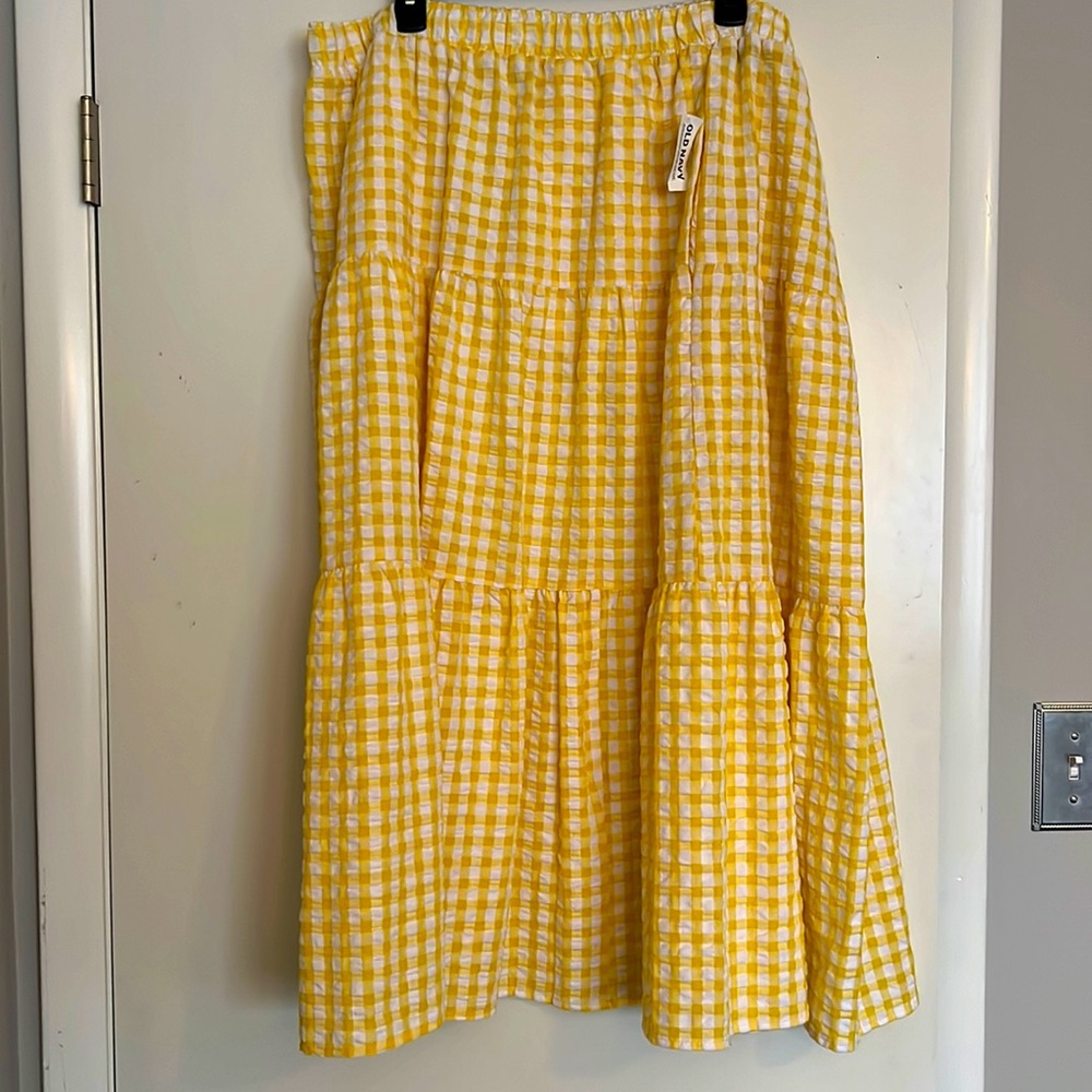 NWT Old Navy XXL yellow gingham maxi skirt
